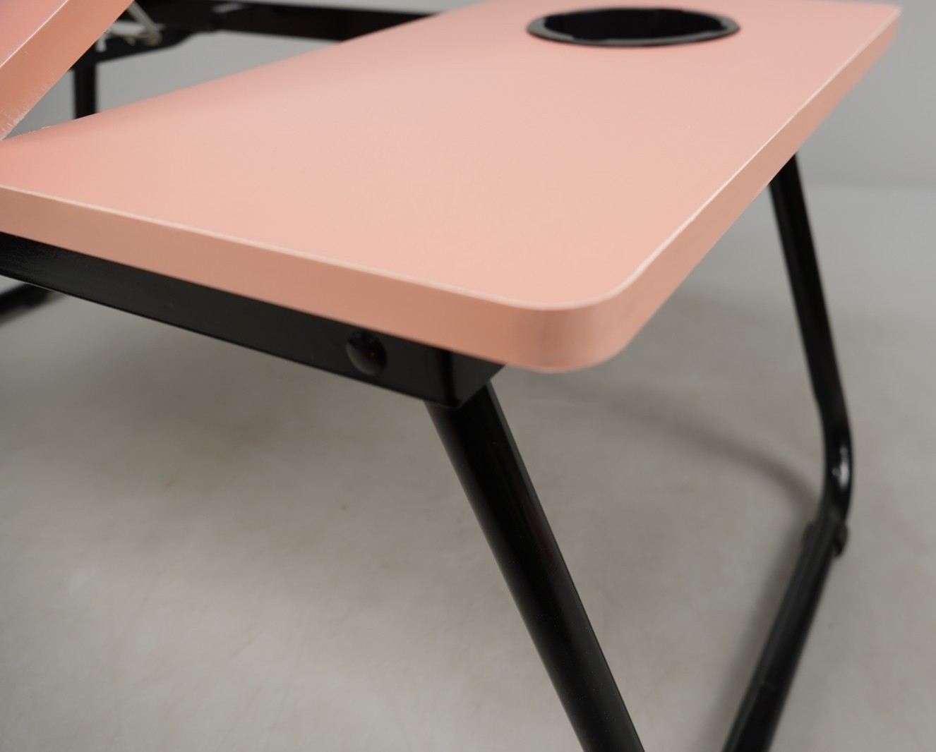 Adjustable Laptop Table with Cup Slot Portable Laptop Stand Bed Table Pink