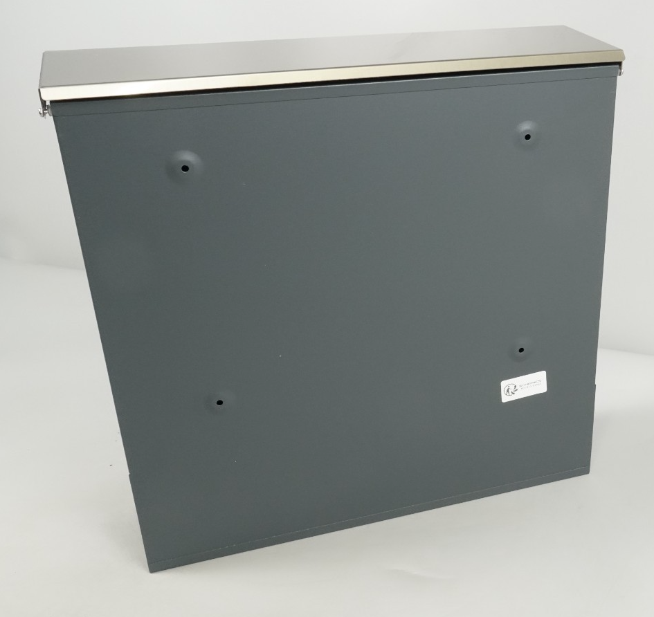 Wall Mounted Post Box w Newspaper Holder Soft Close Charcoal Grey & Silver 2 Key