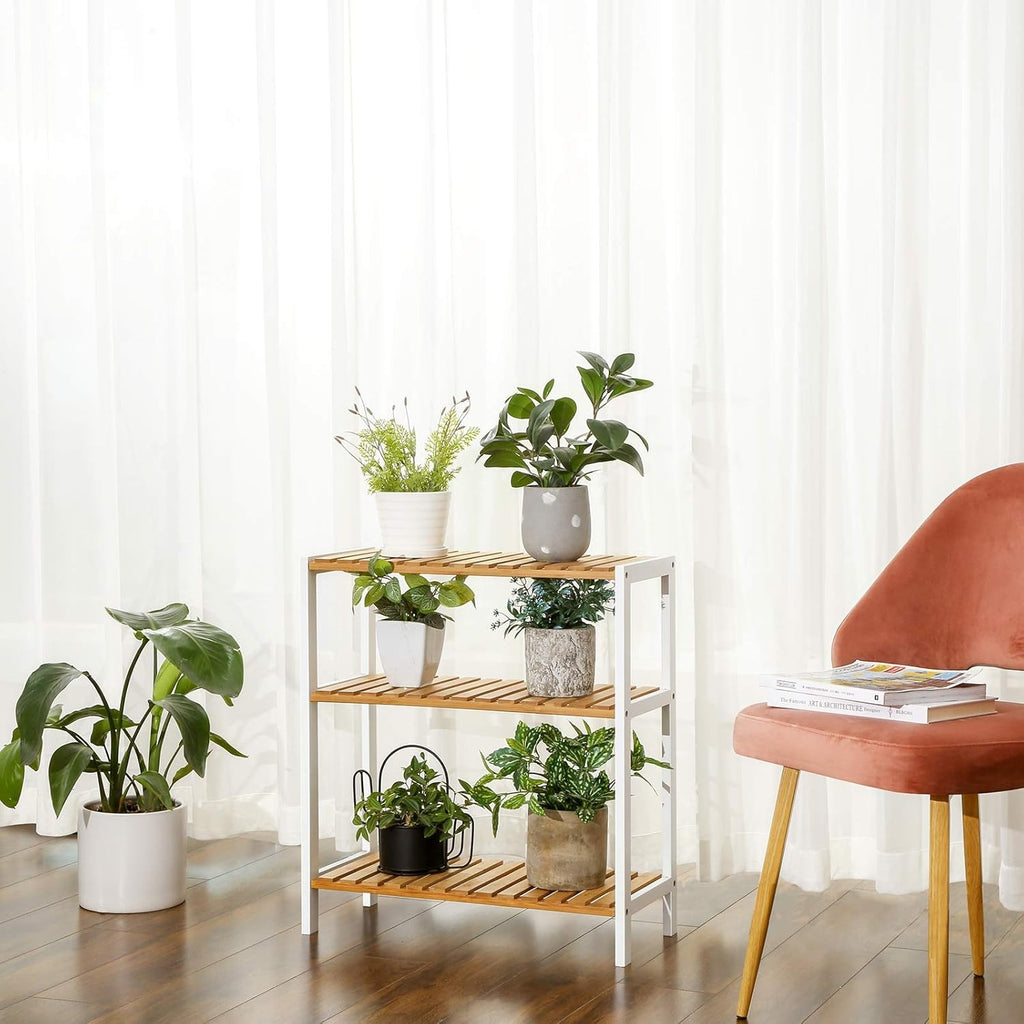 Bamboo Storage Shelf, 3-Tier Shelving Unit, Multifunctional, in the Hallway, Bat
