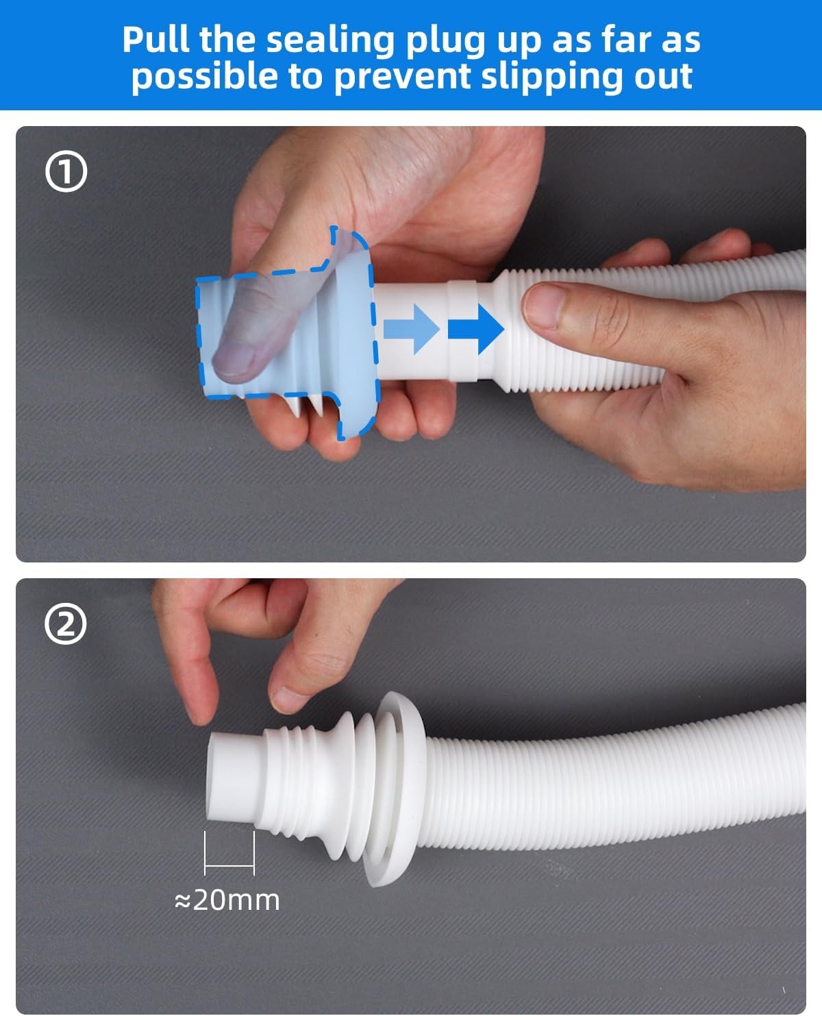 Flexible Waste Pipe 1 1/4" Bathroom Sink Plumbing Parts Odour-Proof Sink Waste