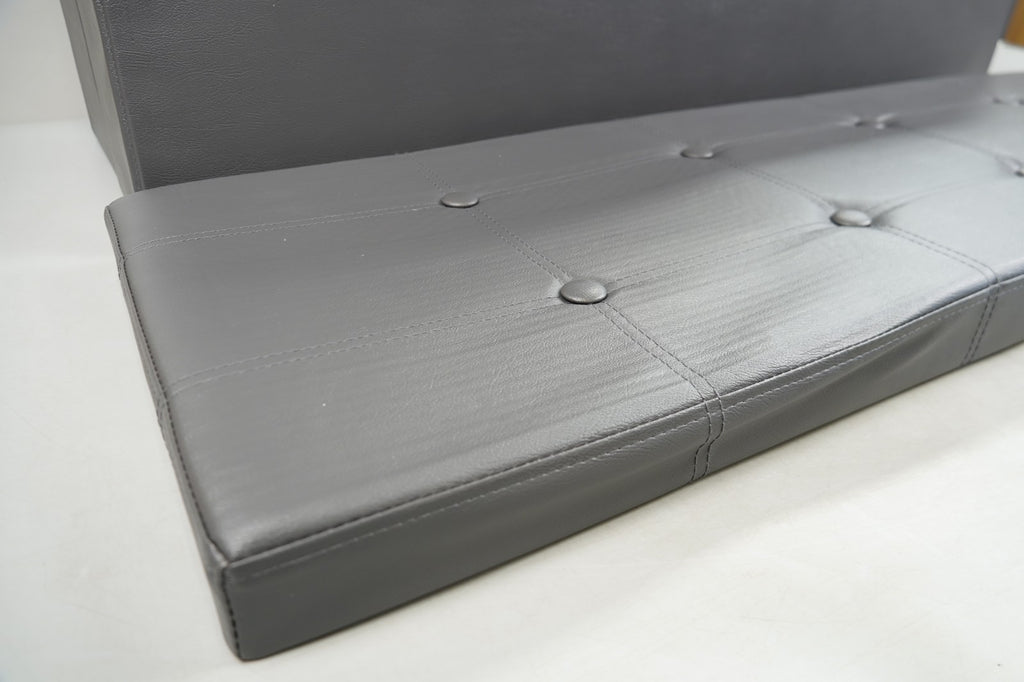 Storage Ottoman Bench 110cm Foot Rest Stool Storage Bench Leather Slate Grey