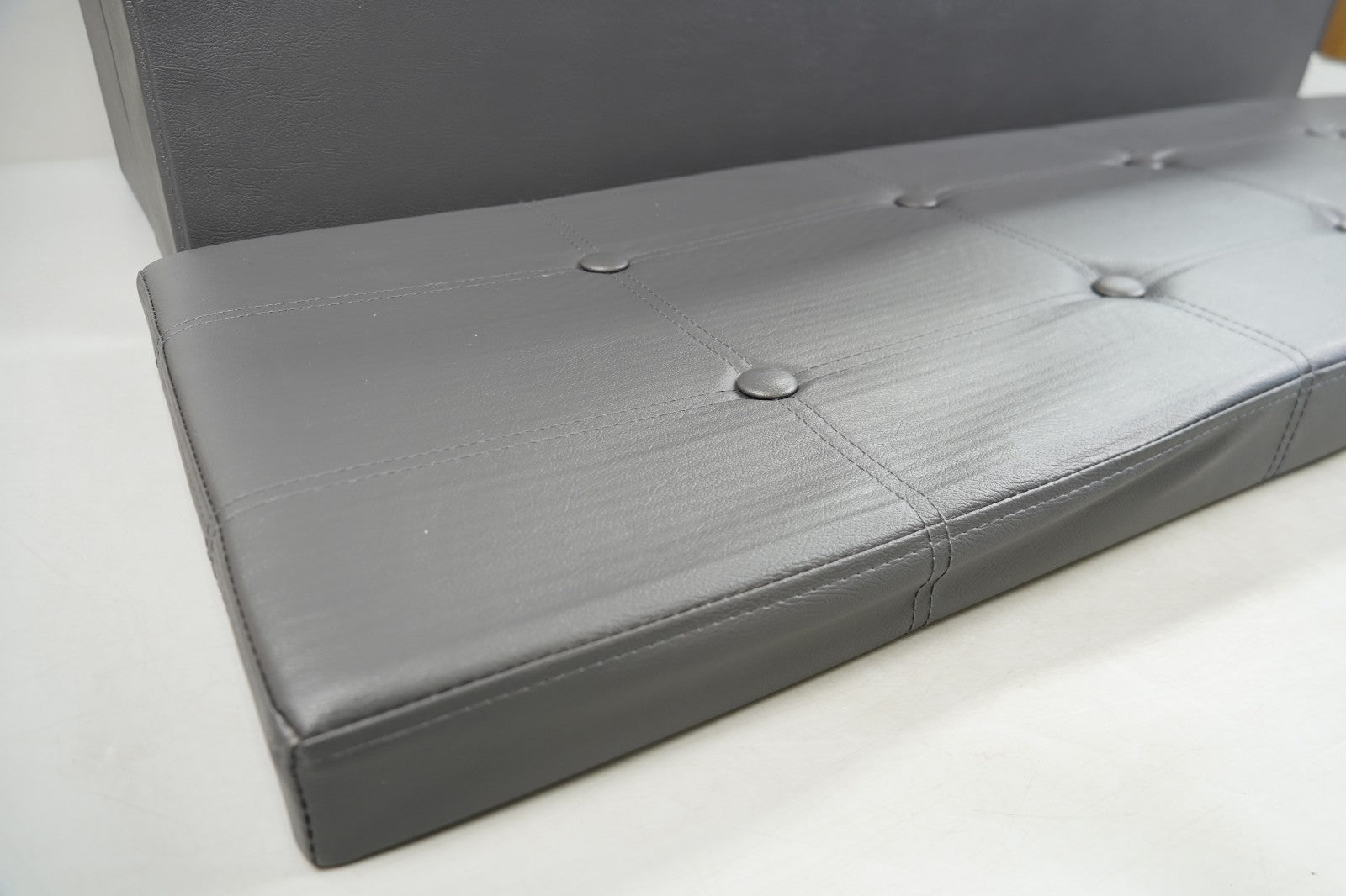 Storage Ottoman Bench 110cm Foot Rest Stool Storage Bench Leather Slate Grey