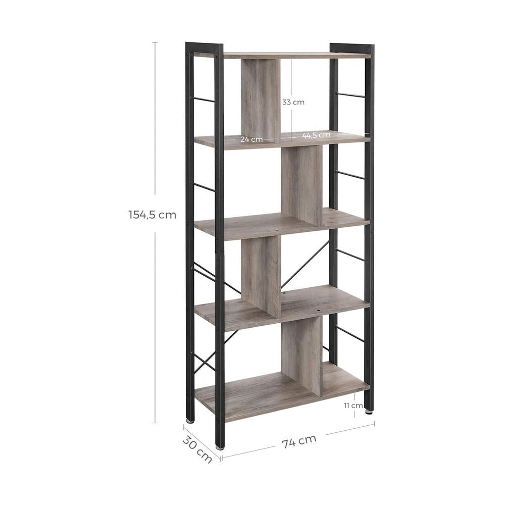 Bookcase Large Standing Shelf Unit with Open Shelves 74x30x154.5cm