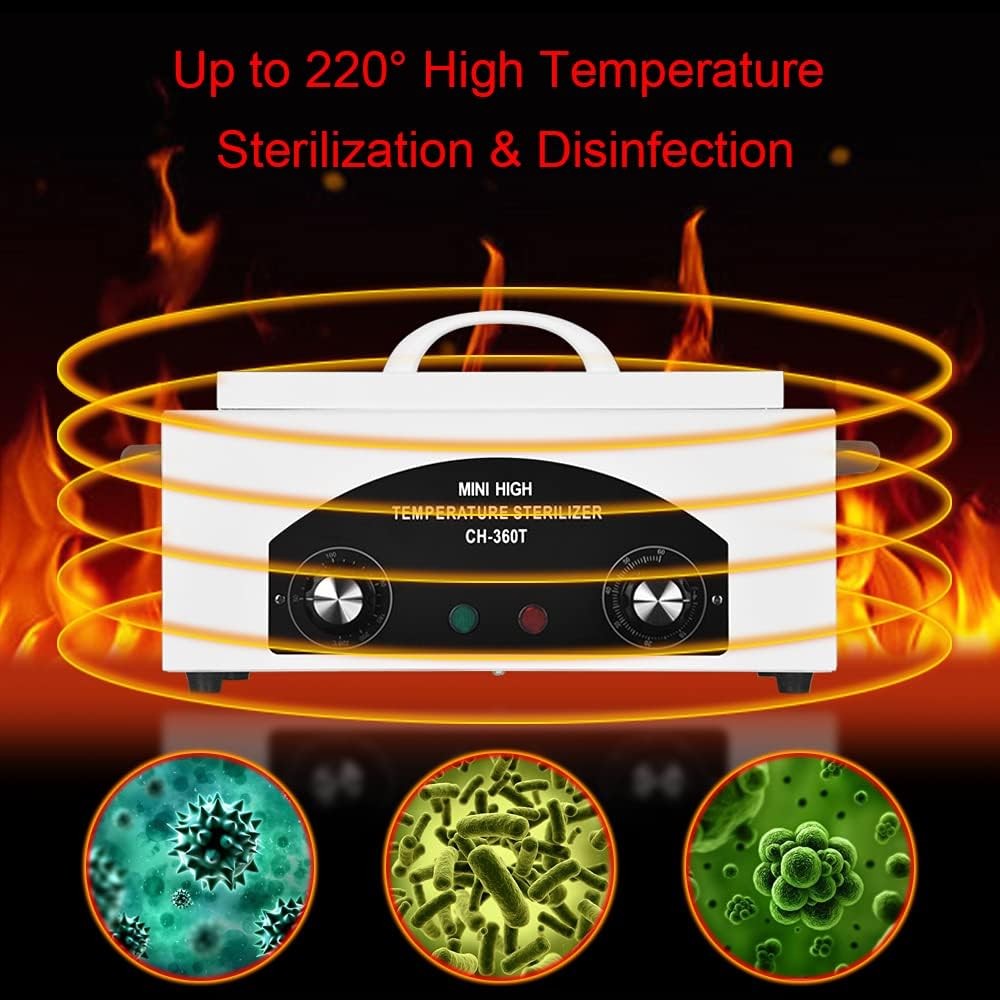 Heat Sterilizer w Timer f Metals / Ceramic Tools High Temperature Cleaning 220°C