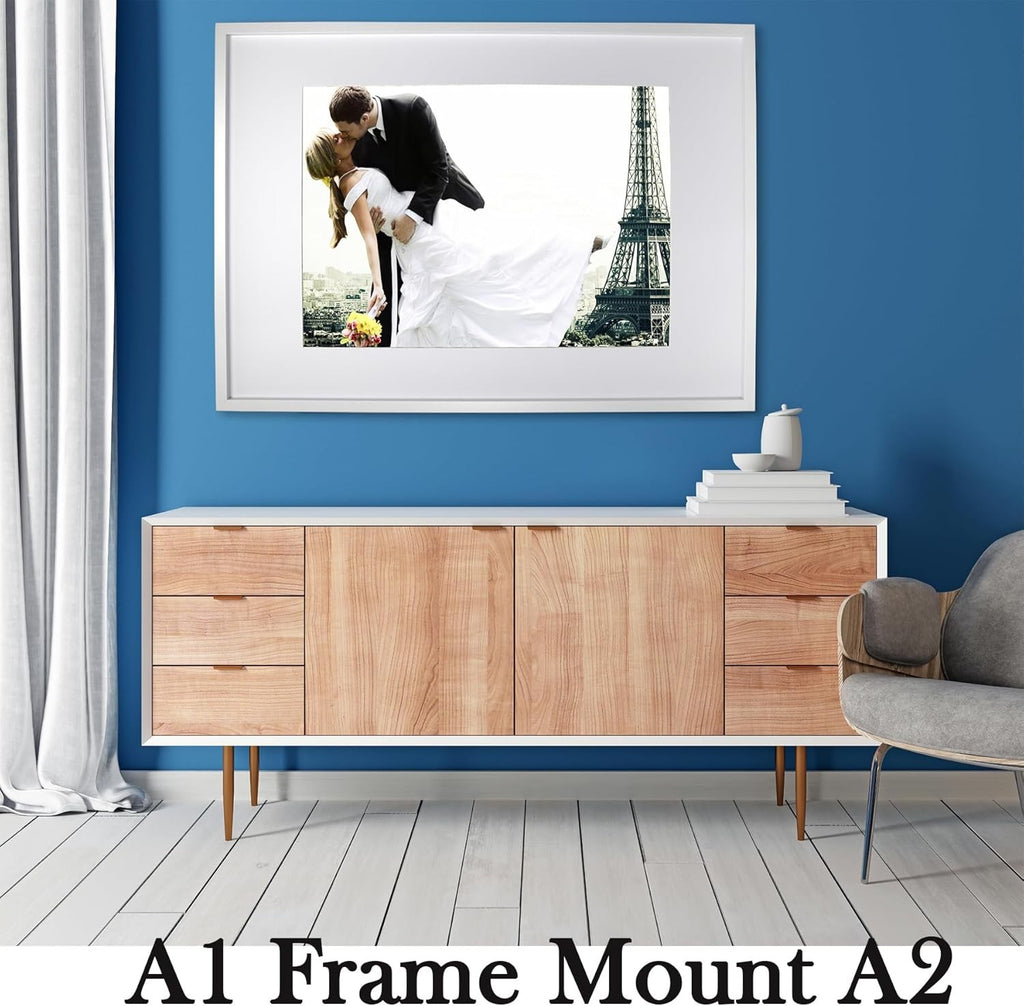 A1 White Picture Frames Set of 3 with Mounts for A2 Photos Posters Gallery