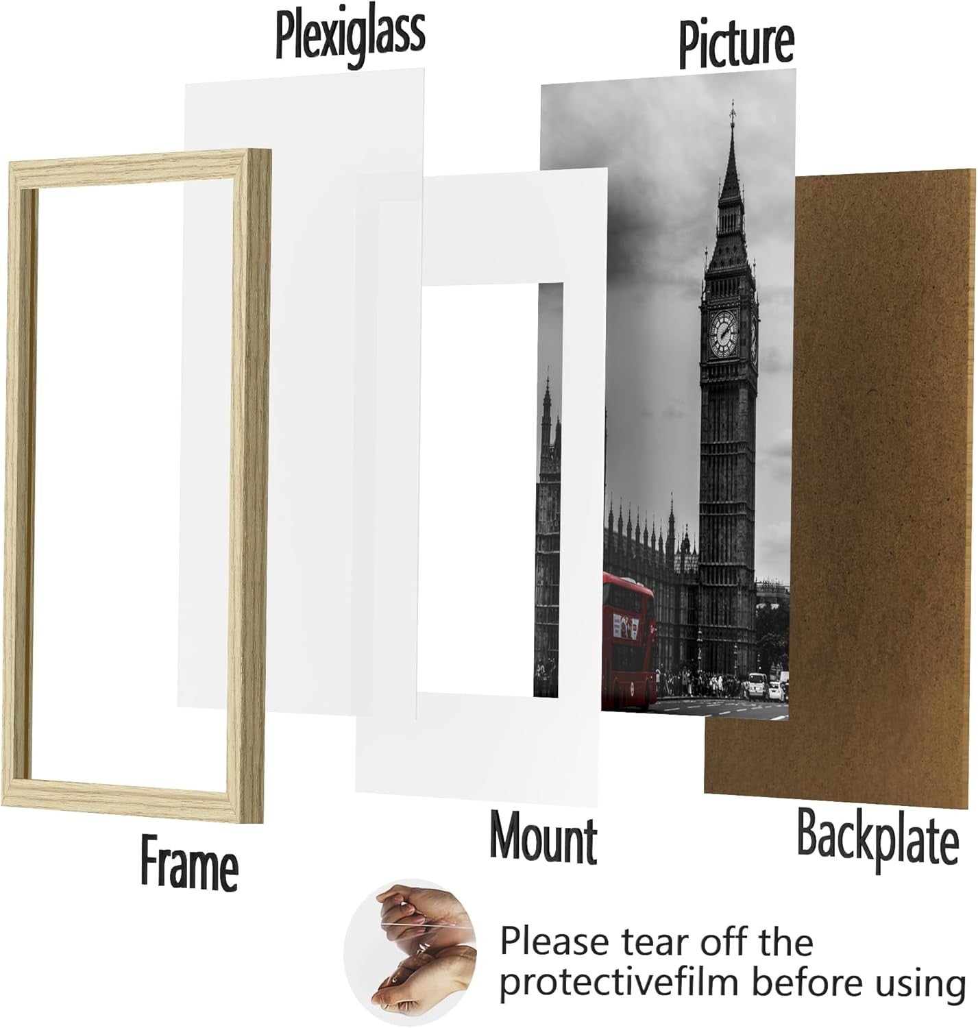 Photo Picture Frame A2 50x70cm 4pack Oak Photos Posters Adverts Plexiglass
