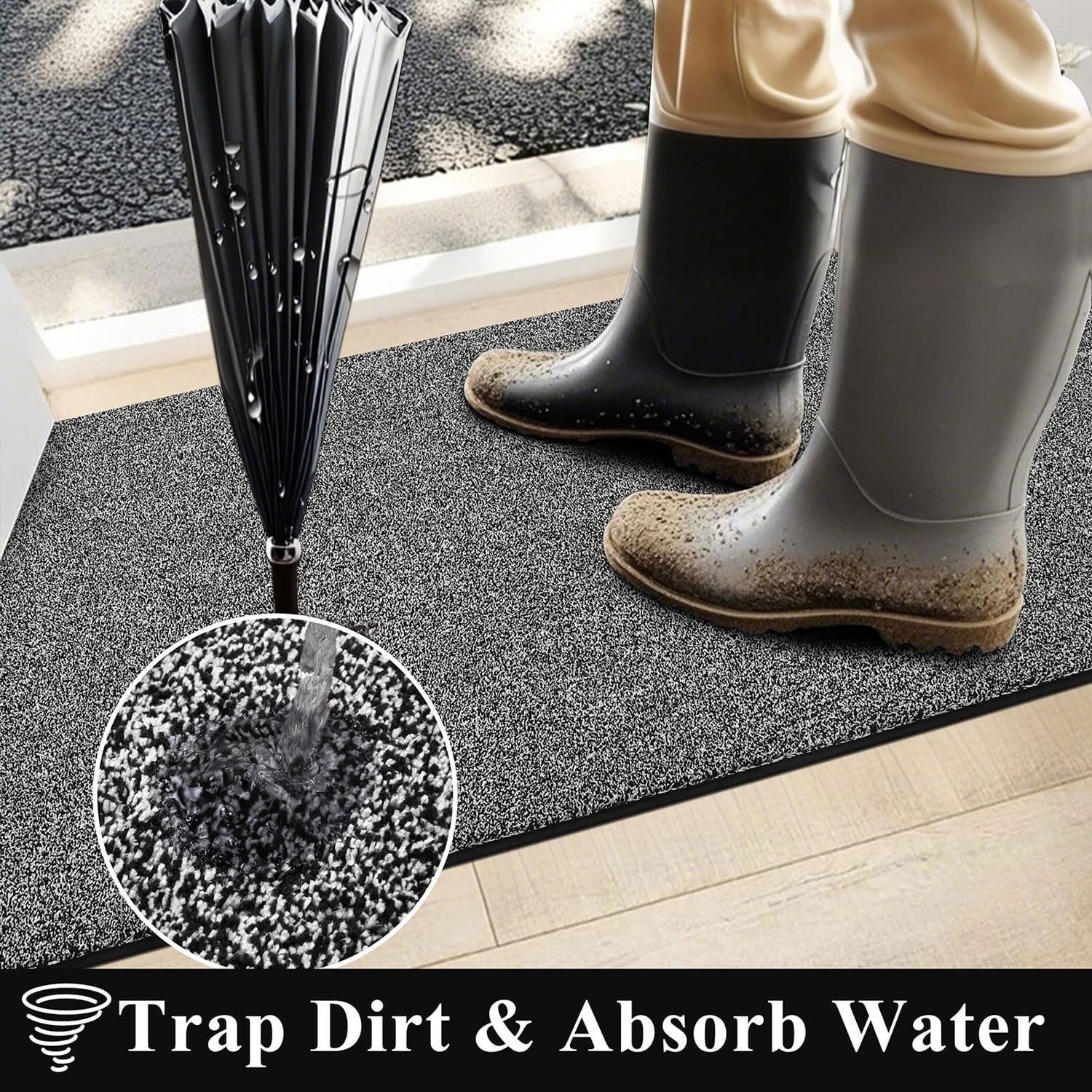 Fluffy Hallway Runner Rug Black White 50x150cm Kitchen Carpet Non Slip Washable