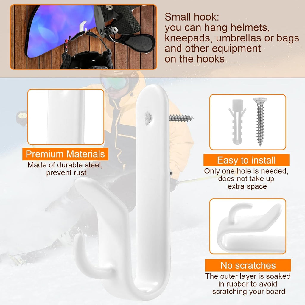 4pcs Snowboard Wall Mount Clips Double Rack Horizontal Ski Mount Clips Skateboar