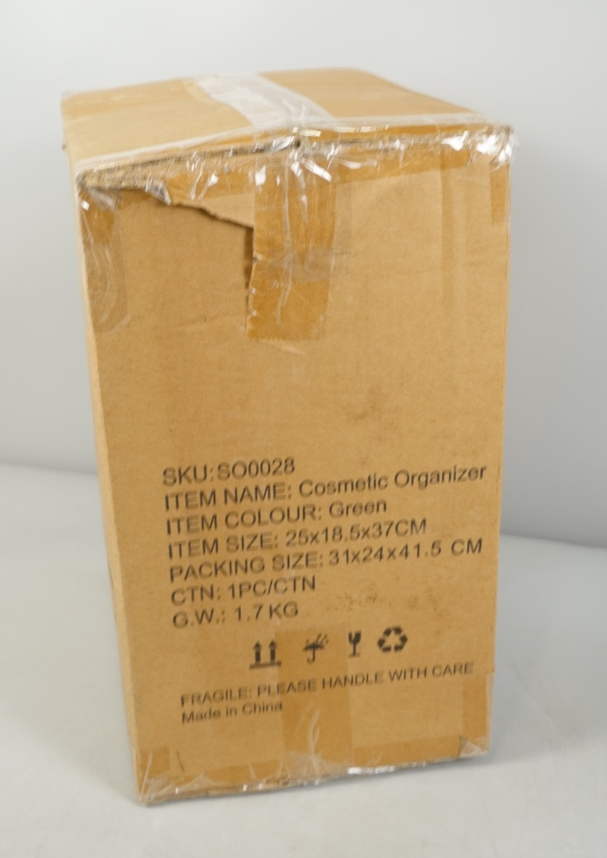 Elegant Makeup Storage Organiser Box Green with Drawers and Handle