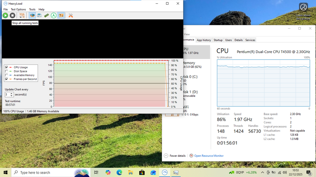 TOSHIBA SATELLITE C650-166, Dual Core T4500 2.3GHz, 4GB RAM, 128GB SSD NO WEBCAM