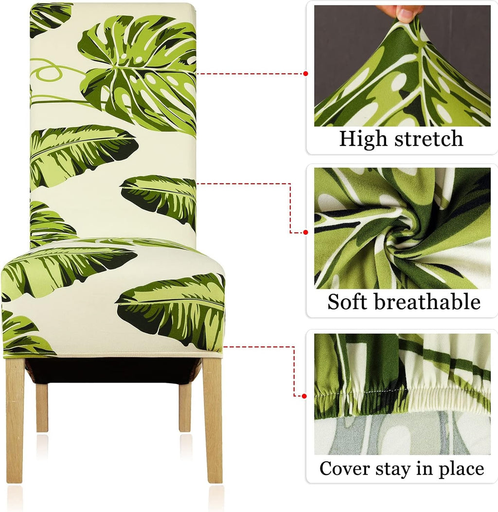 Dining Chair Slipcover XL 4 Pack High Back Chair Cover Stretch Spandex Printing