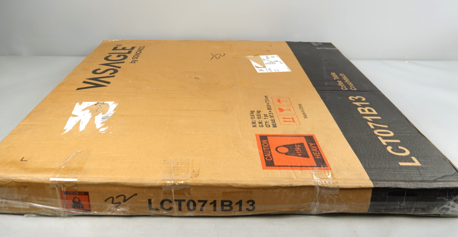 Coffee Table Marble Style Living Room Table Tempered Glass Modern Black Frame