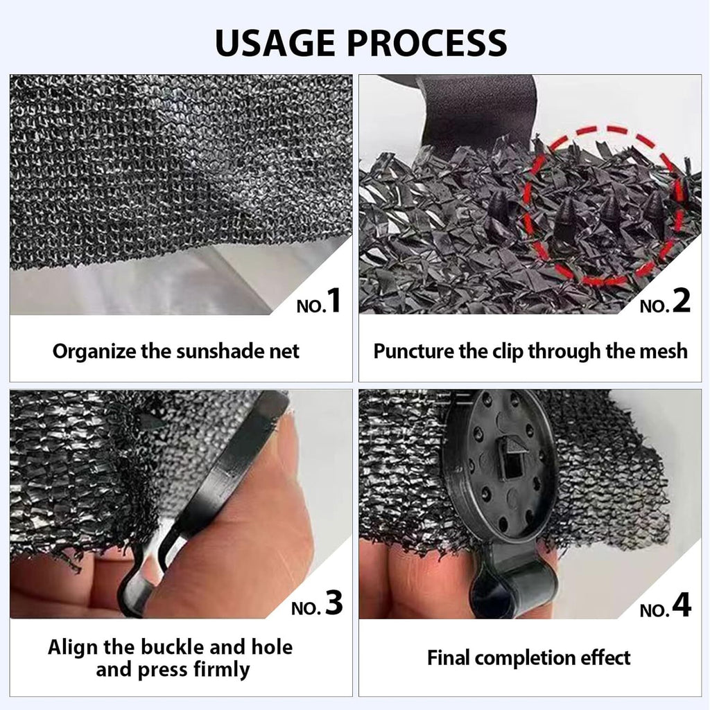 40 Shade Cloth Plastic Clips Round Rope Hanger Garden Anti Bird Netting Black