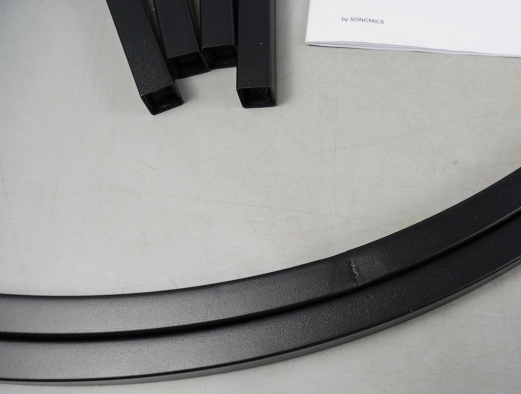 Coffee Table Marble Style Living Room Table Tempered Glass Modern Black Frame