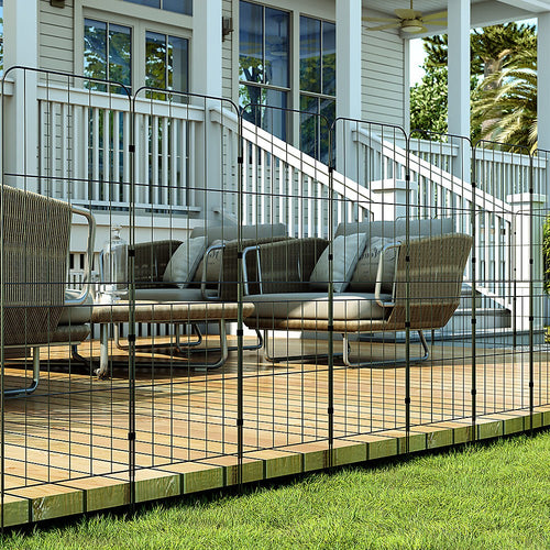 10 Metal Garden Border Panels Fence Edging for Lawns Flower Beds 31x96cm