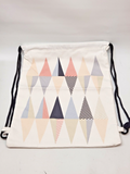 Cotton Fabric Rucksack Backpack - Triangles in Pastel Colours - Durable Material