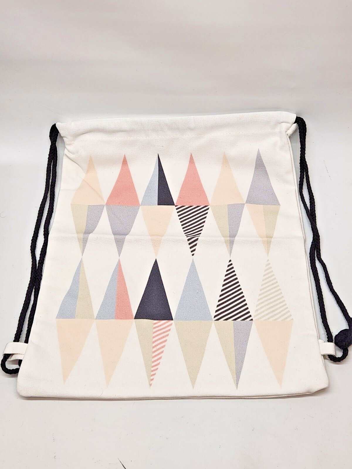 Cotton Fabric Rucksack Backpack - Triangles in Pastel Colours - Durable Material