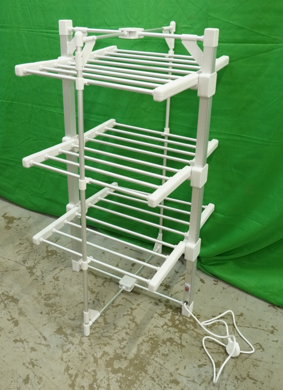 Electric Heated Clothes Airer 3-Tier Dryer Rack with 24 Heated Bars