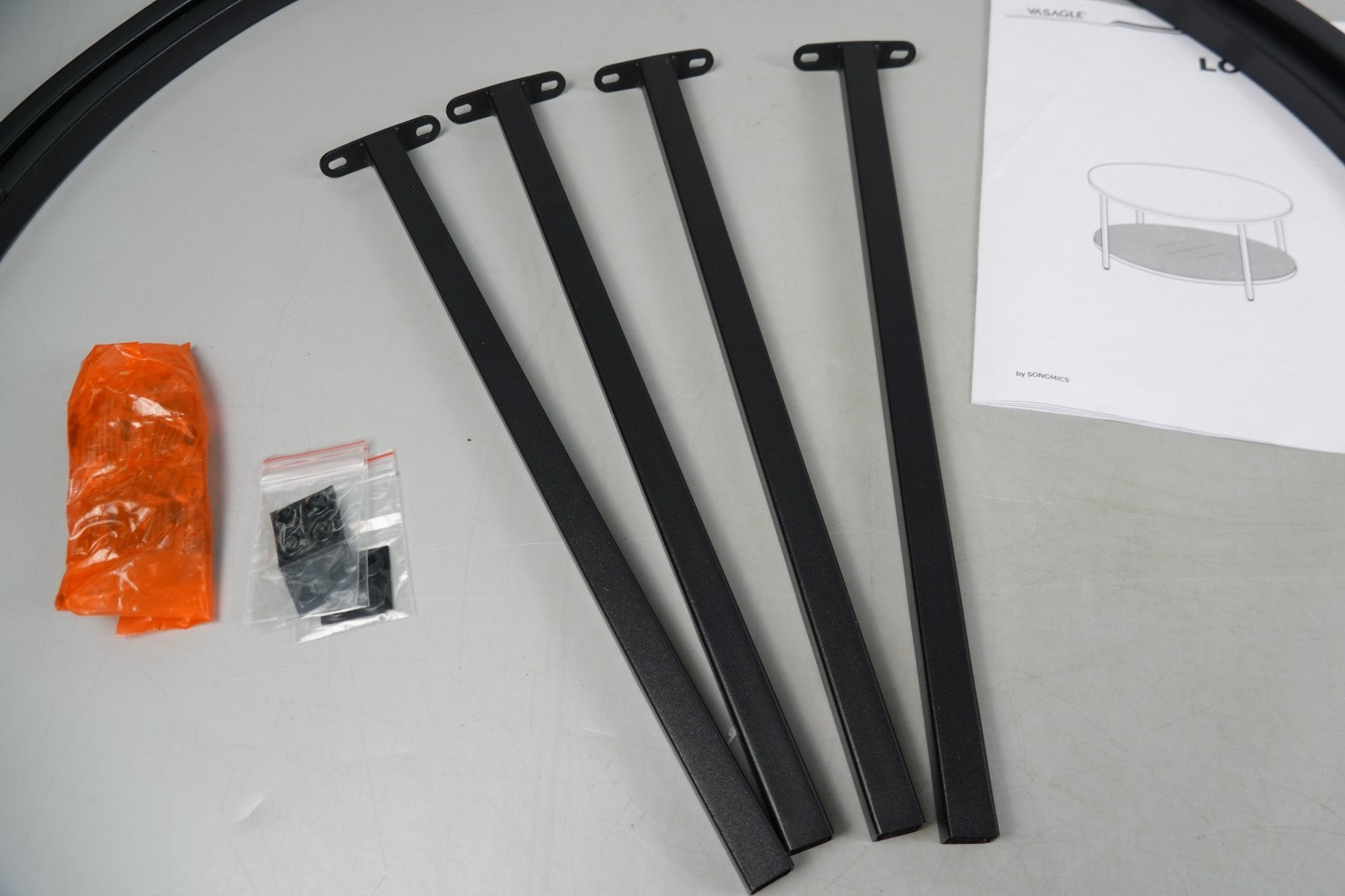 Coffee Table Marble Style Living Room Table Tempered Glass Modern Black Frame