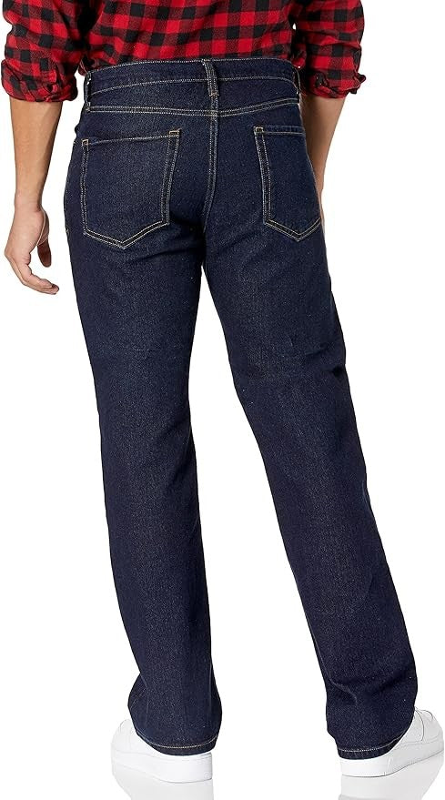 42W34L Men's Straight-Fit Bootcut Jeans - Rinsed Dark Blue - Amazon Essentials