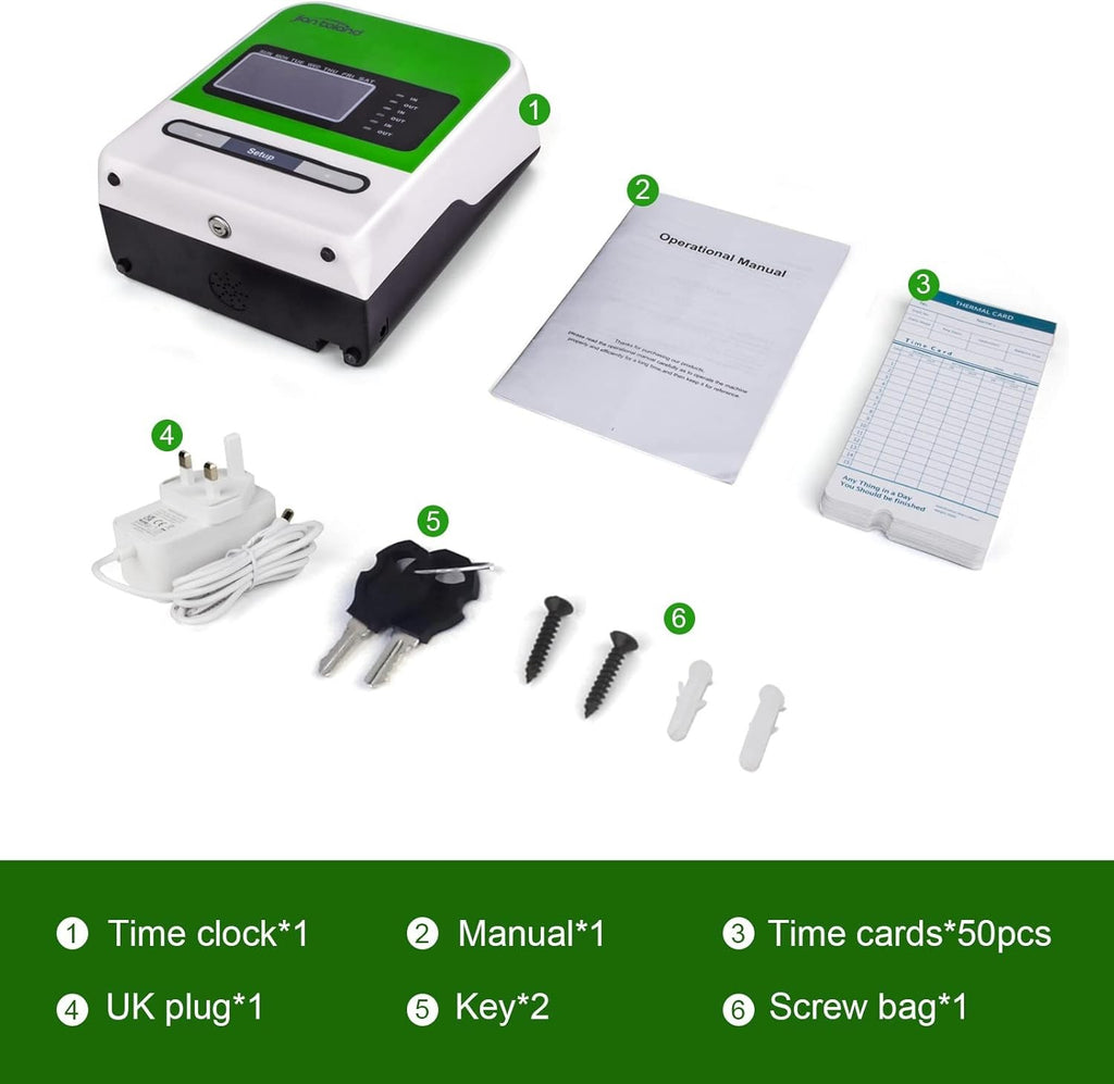 Clocking In Machine for Employees Business Time Punch Clock w/ 50 Cards & 2 Keys