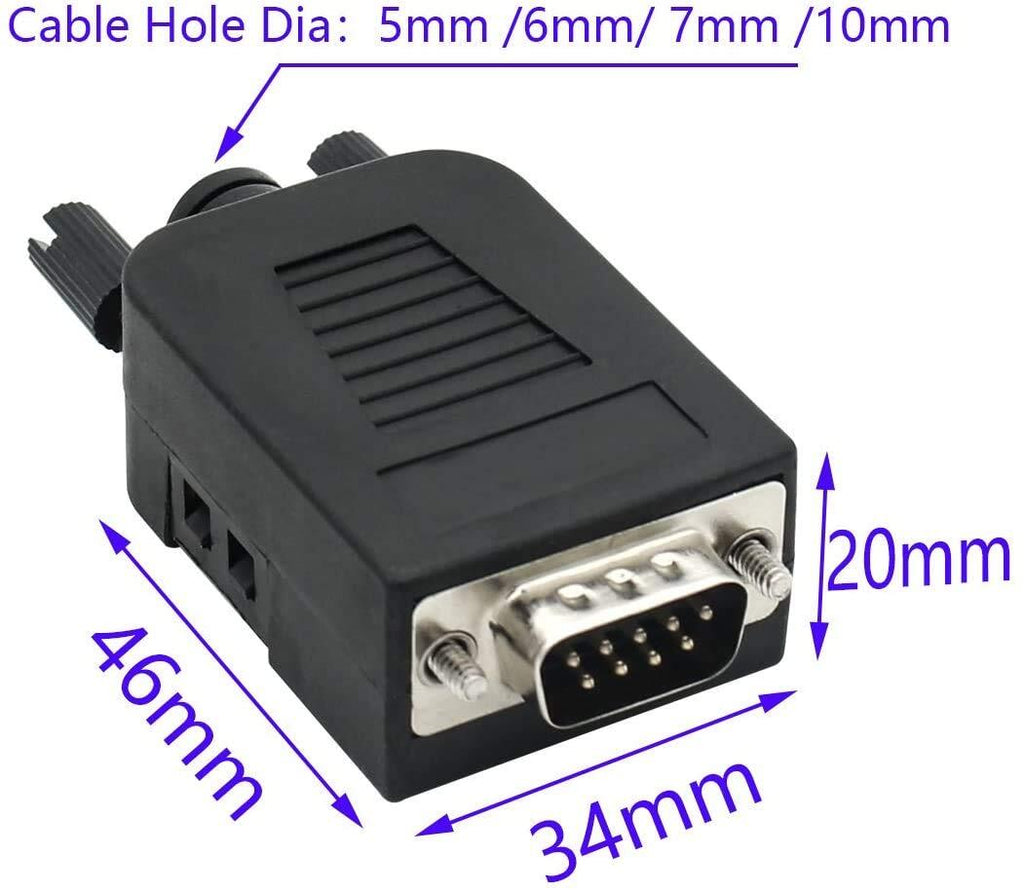 Connector DB9 RS232 D-SUB Serial VGA Breakout Adapters (10 PCS Male) Solderless