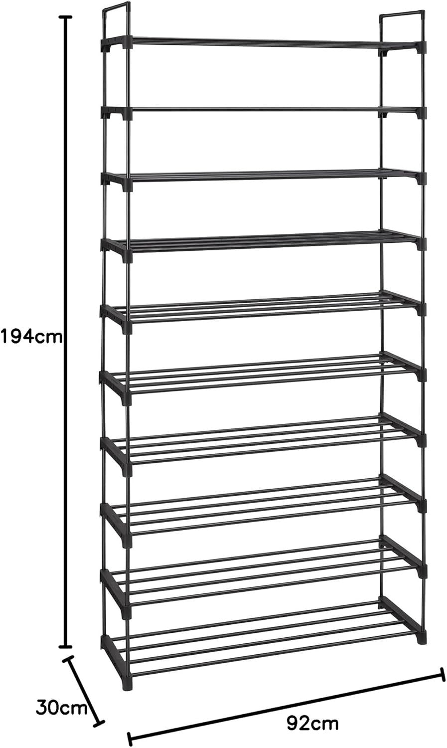 Shoe Rack 10-Tier Metal Shoe Storage Organiser for 50 Pairs of Shoes