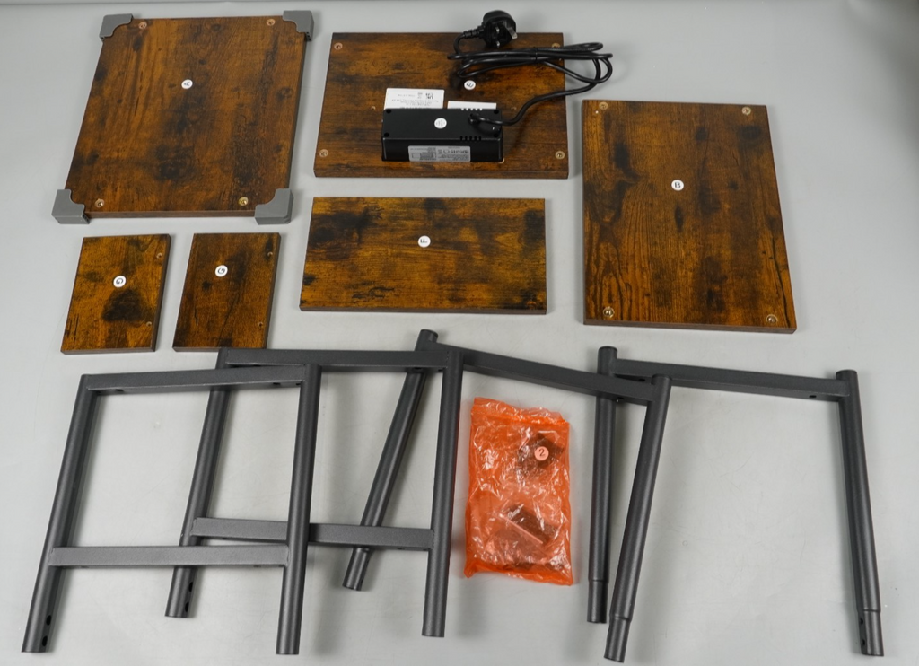 Charging Station Side Table Slim Narrow Bedside Table w 2 AC Outlets & 2 USB