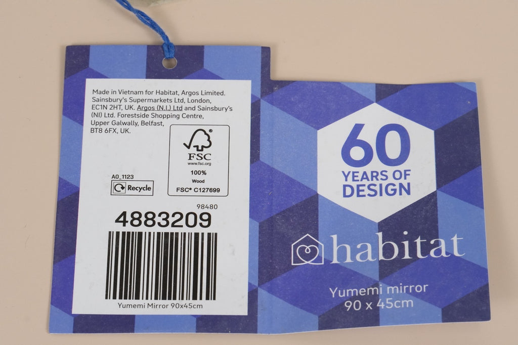 Yumemi Asymmetric Wall Mirror - 90 x 45cm by Felix Conran Habitat 60 Mirror