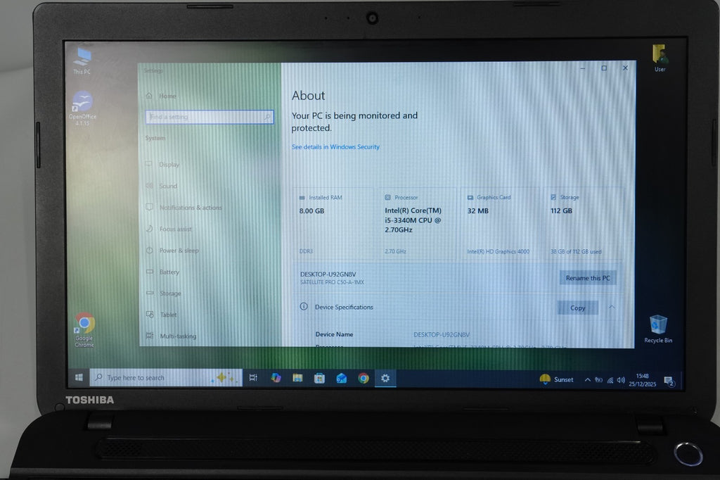 Toshiba Satellite PRO C50 4Core i5 3340M 2.7GHz 8GB RAM 128GB SSD BT WiFi NO BAT