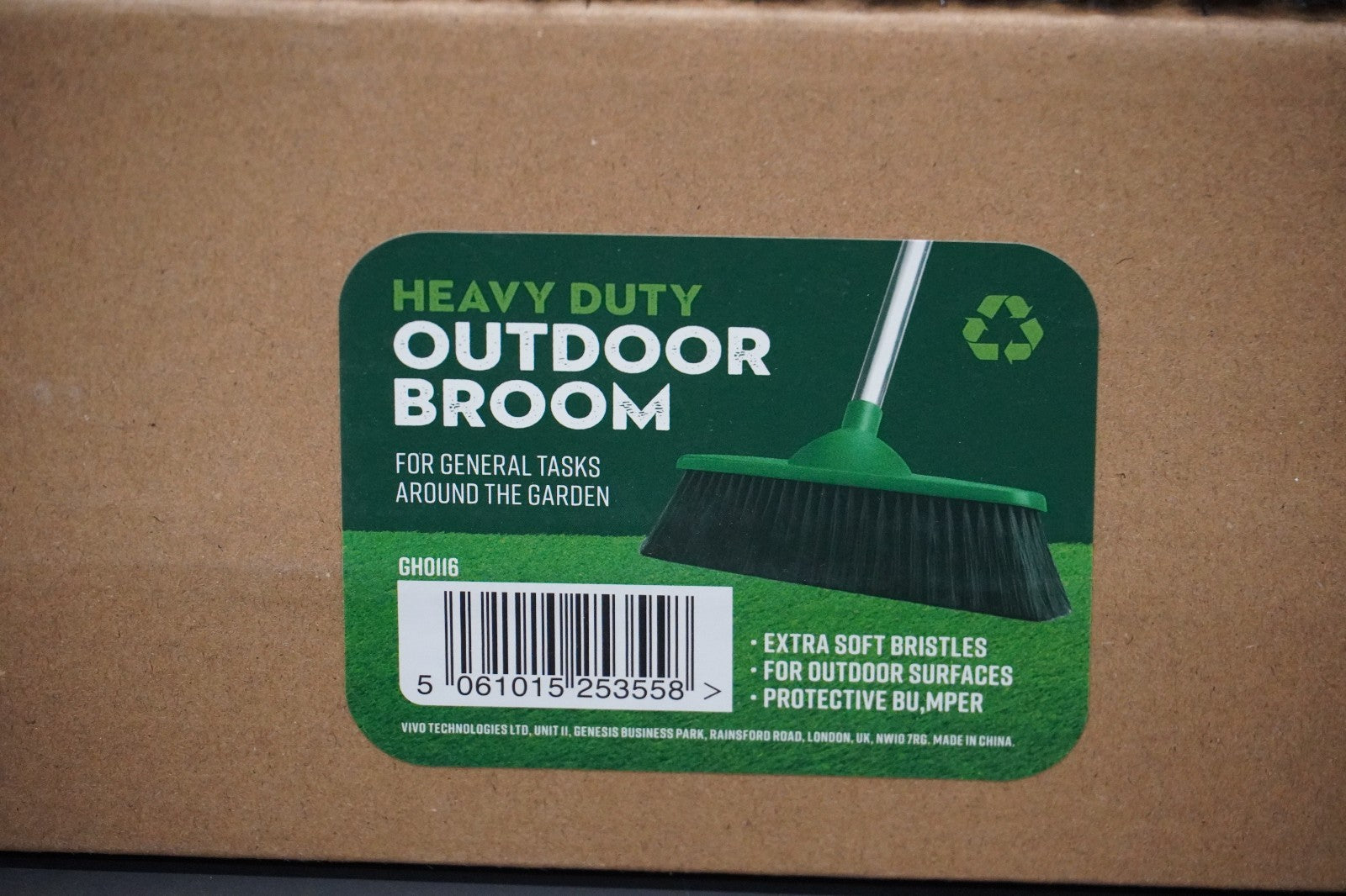 Heavy Duty Outdoor Garden Broom 30cm Soft Bristle Sweeping Brush Long Handle