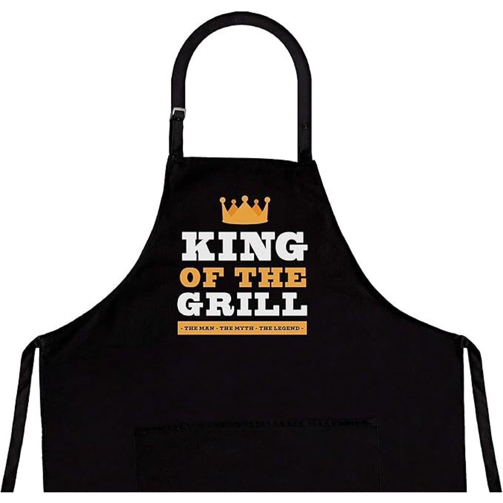 Cooking Chef Apron BBQ King of The Grill Protection Black with Pockets 36x25in