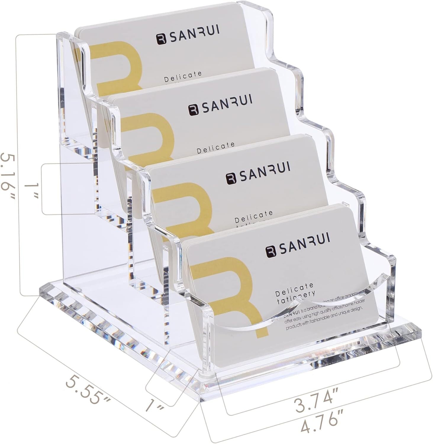 Horizontal Business Card Holder 4 Tiers 4 Slots f Desk Acrylic Clear Display