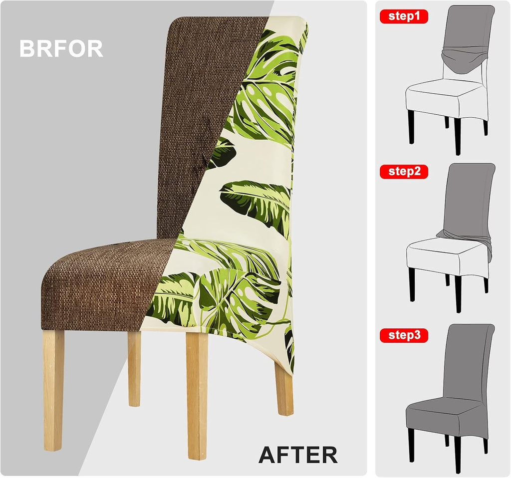 Dining Chair Slipcover XL 4 Pack High Back Chair Cover Stretch Spandex Printing