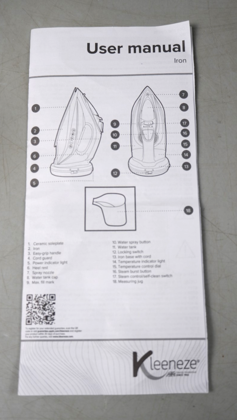 2 in 1 Steam Iron Cordless Kleeneze 2600 W