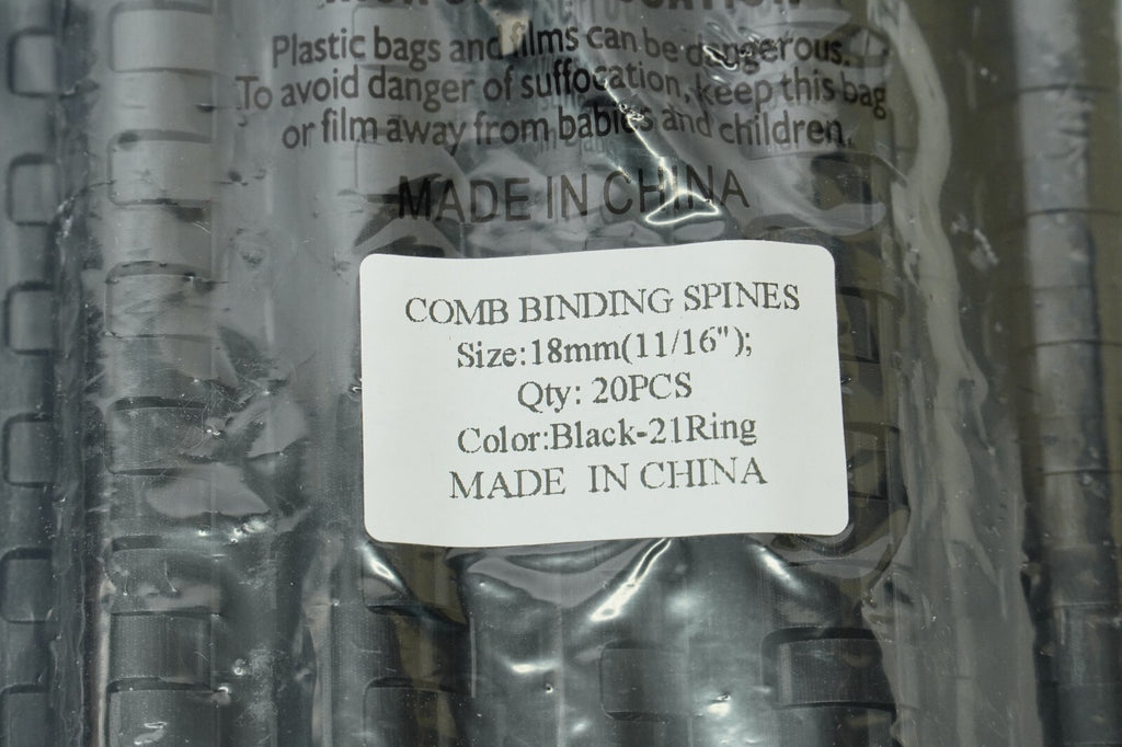 Black Plastic Binding Combs A4 21 Ring 90-145 Sheet, 12 14 16 18 mm, 80 pcs