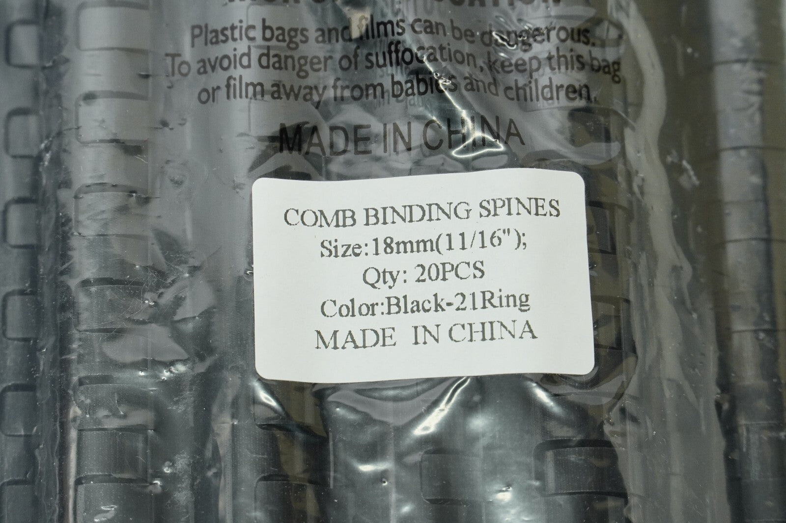 Black Plastic Binding Combs A4 21 Ring 90-145 Sheet, 12 14 16 18 mm, 80 pcs