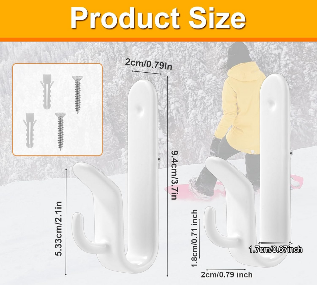 4pcs Snowboard Wall Mount Clips Double Rack Horizontal Ski Mount Clips Skateboar