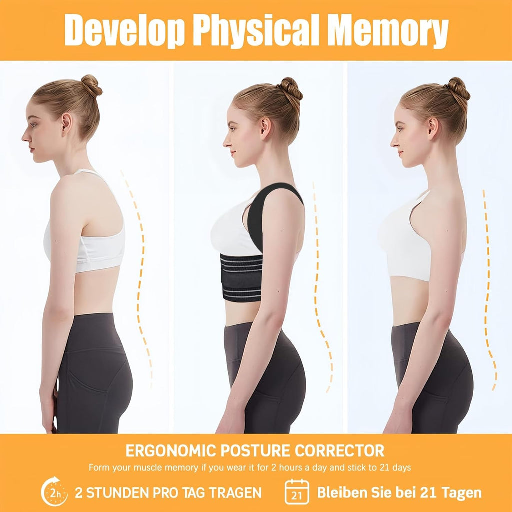 Posture Corrector Adjustable Back Brace Back Support Belt (M, Waist 35'- 47')