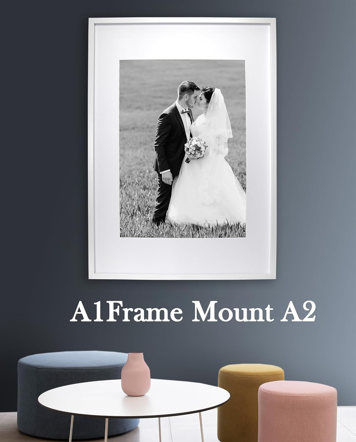 A1 White Picture Frames Set of 3 with Mounts for A2 Photos Posters Gallery
