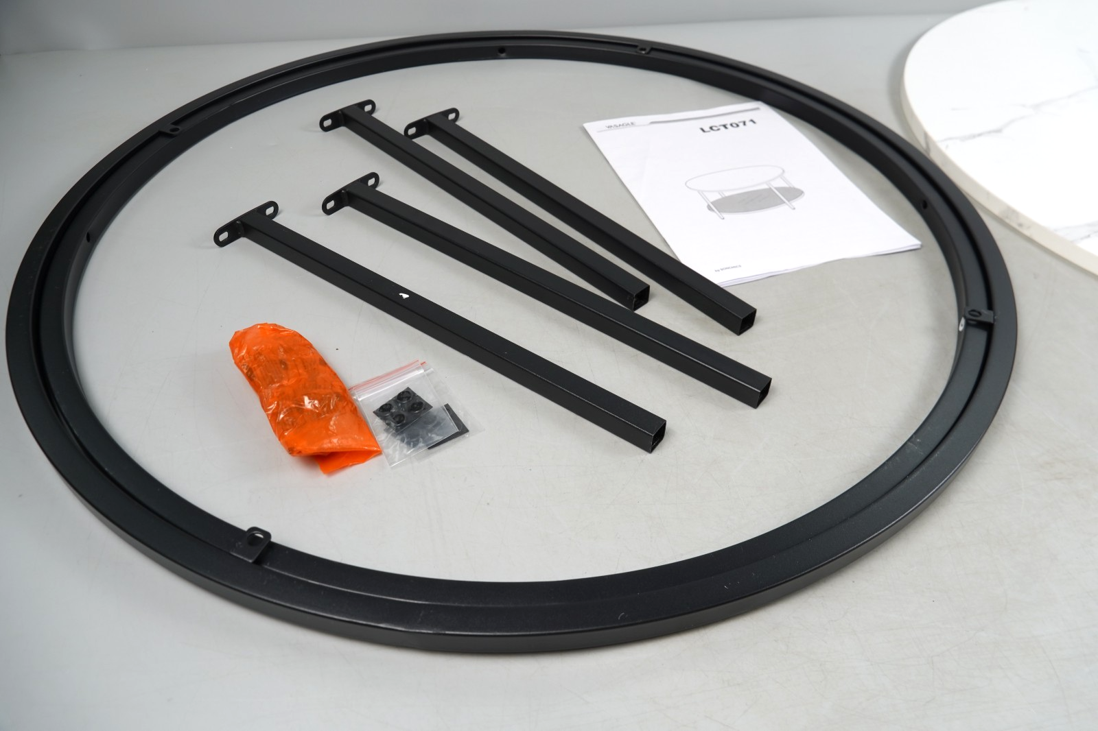 Coffee Table Marble Style Living Room Table Tempered Glass Modern Black Frame