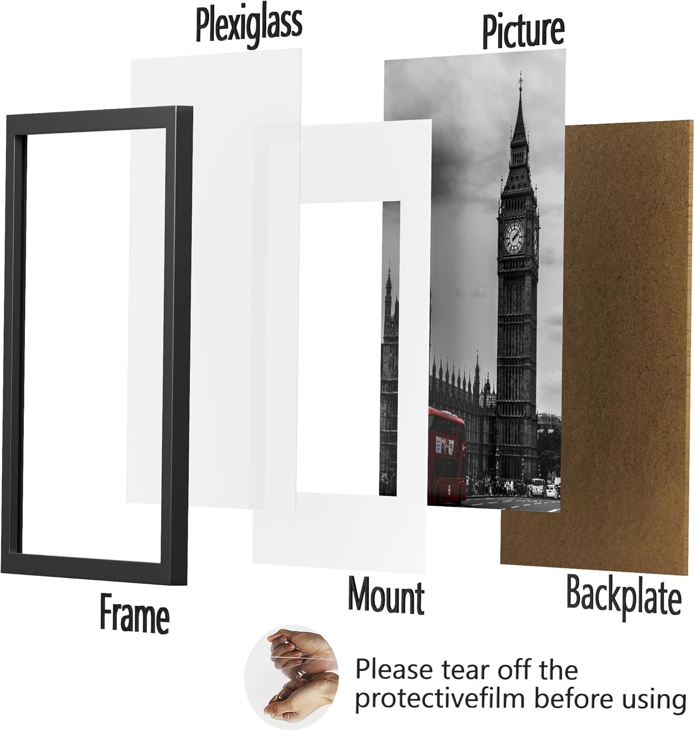 Black Photo Picture Frame 4pack 50x70cm for A2 Photos Posters Adverts Plexiglass