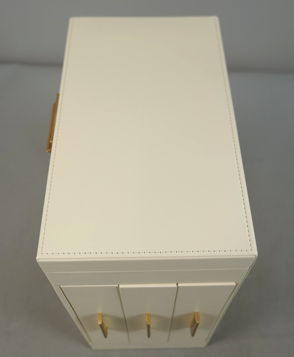 Jewellery Box with Glass Window 5-Layer Jewellery Organiser Gold Cream