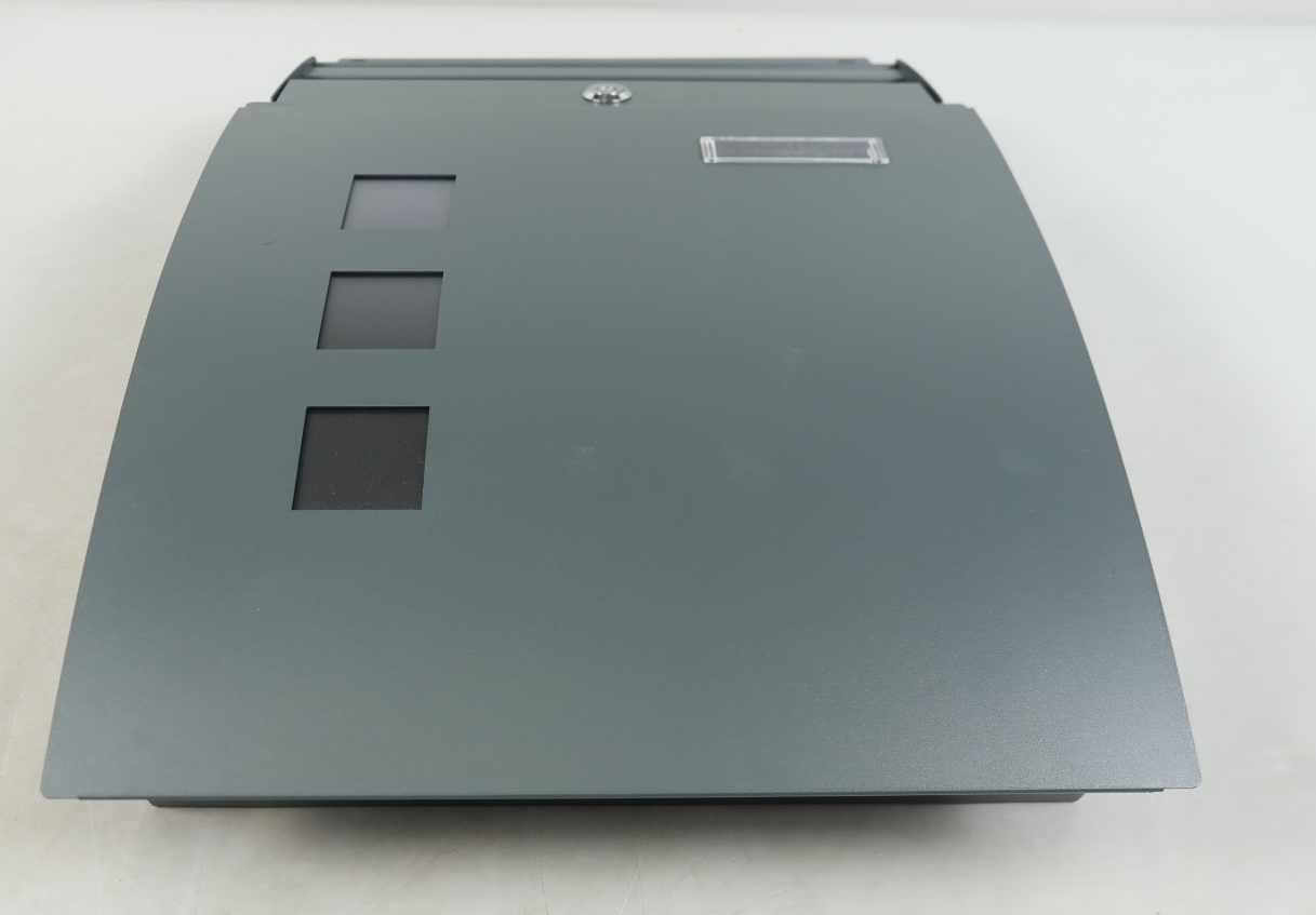 Post Box Steel Wall Mounted with Viewing Windows Name Slot 2 Keys Charcoal Grey