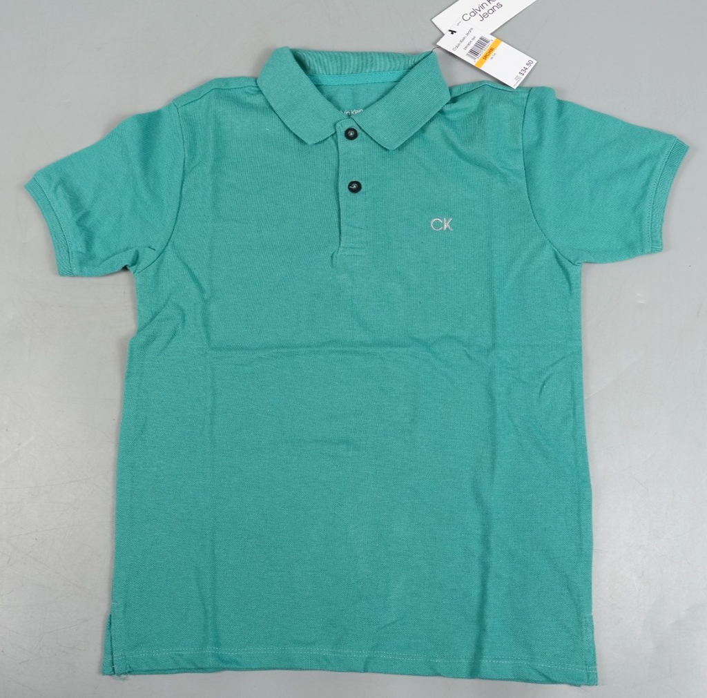 Calvin Klein Kids Polo T-Shirt Turquoise Size: Kids S (7-8yo) Short Sleeve