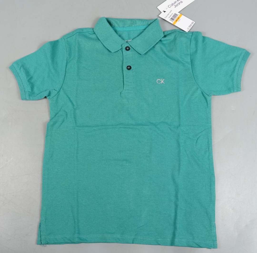 Calvin Klein Kids Polo T-Shirt Turquoise Size: Kids S (7-8yo) Short Sleeve