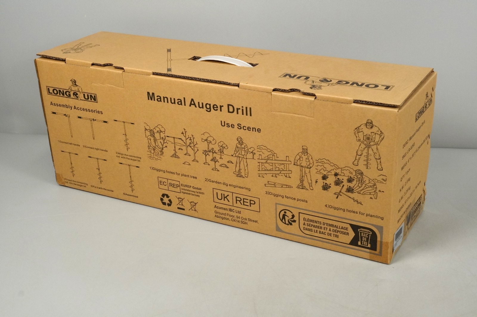 6" Manual Auger Drill Garden Planting Fence Post Earth 15cm Soil Digger Non-Slip