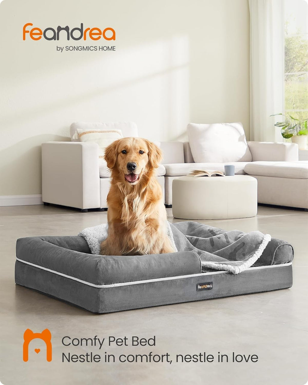 Orthopedic Dog Bed Dog Sofa with Removable Washable Cover 106 x 76 x 18cm