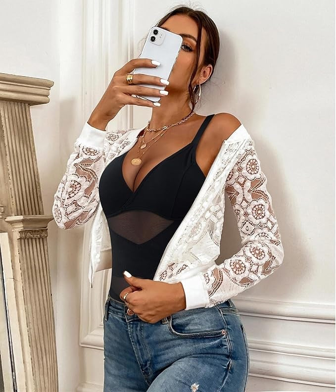 Women Shapewear Bodysuit Shaper V Neck Butt Lifter Full Body Tummy Control LARGE