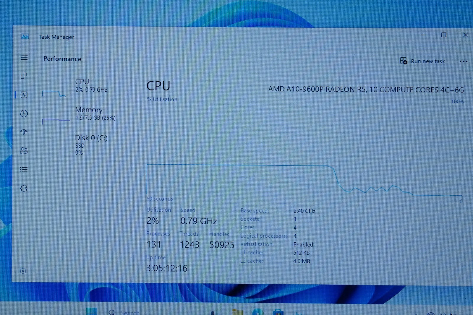 Laptop Dell Inspiron P66F AMD A10 9600P RADEON R5 2.4GHz 8GB RAM 256GB SSD